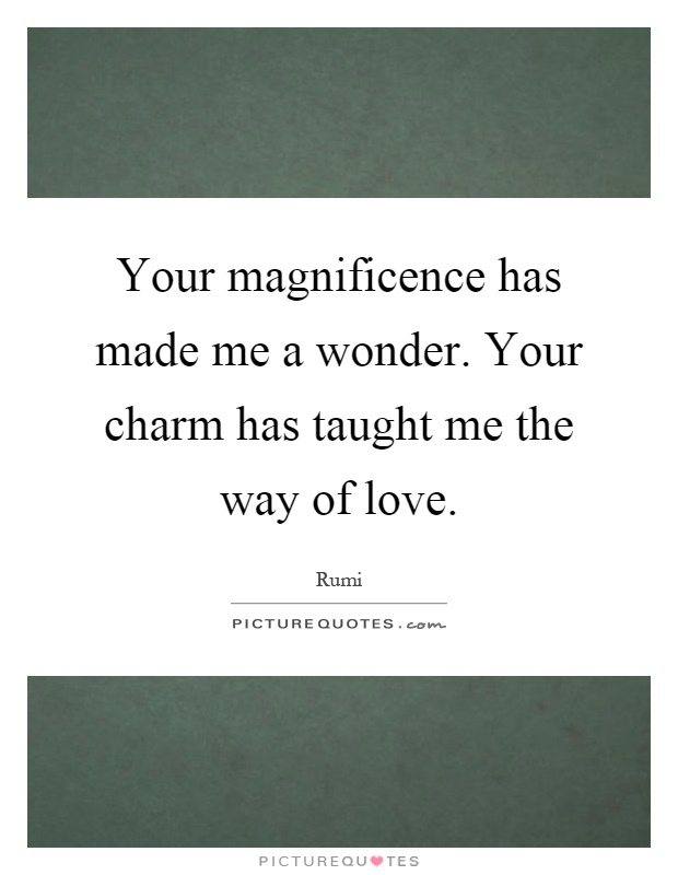 Your magnificence has made me a wonder. Your charm has taught me the way of love Picture Quote #1