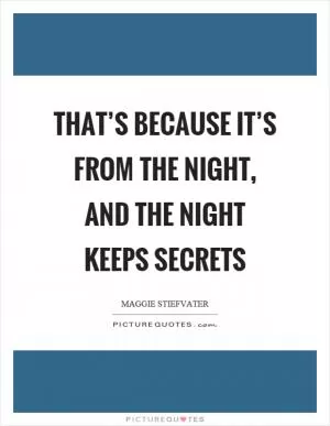 That’s because it’s from the night, and the night keeps secrets Picture Quote #1