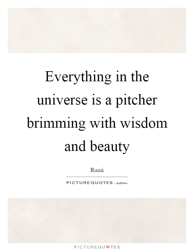 Everything in the universe is a pitcher brimming with wisdom and beauty Picture Quote #1