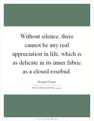 Without silence, there cannot be any real appreciation in life, which is as delicate in its inner fabric as a closed rosebud Picture Quote #1