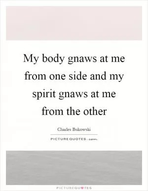 My body gnaws at me from one side and my spirit gnaws at me from the other Picture Quote #1