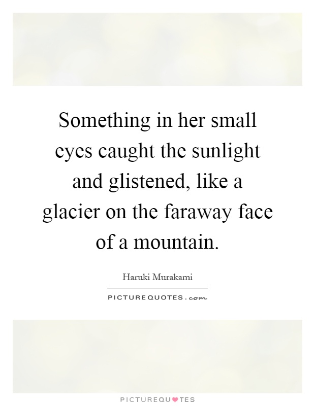 Something in her small eyes caught the sunlight and glistened, like a glacier on the faraway face of a mountain Picture Quote #1