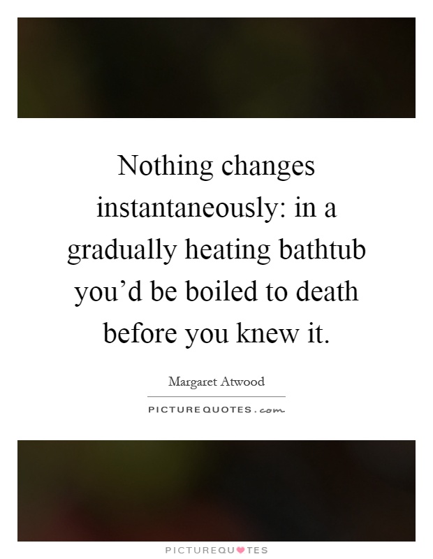 Nothing changes instantaneously: in a gradually heating bathtub you'd be boiled to death before you knew it Picture Quote #1
