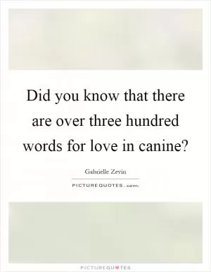 Did you know that there are over three hundred words for love in canine? Picture Quote #1