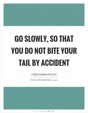 Go slowly, so that you do not bite your tail by accident Picture Quote #1