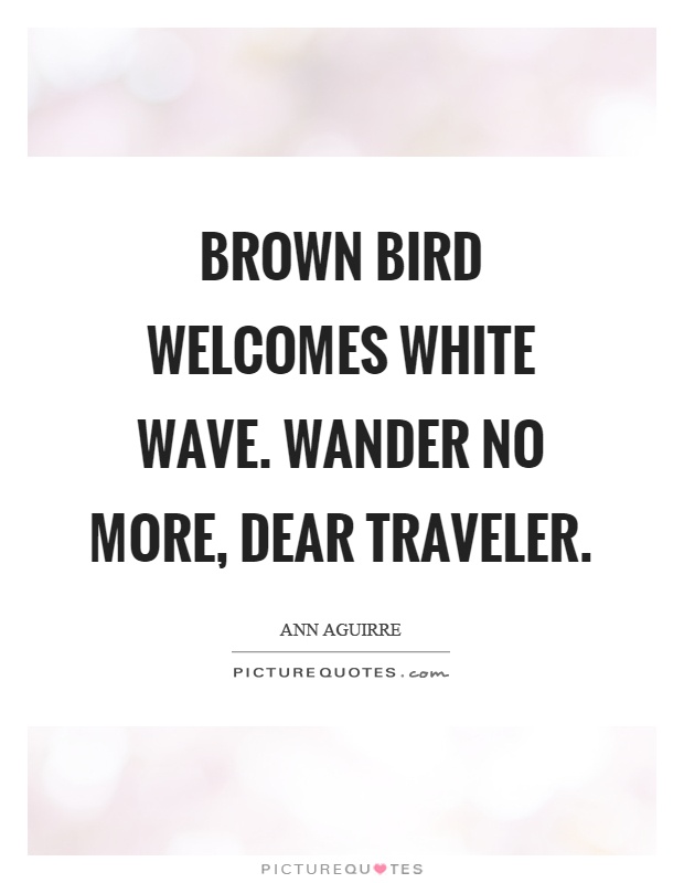 Brown bird welcomes white wave. Wander no more, dear traveler Picture Quote #1