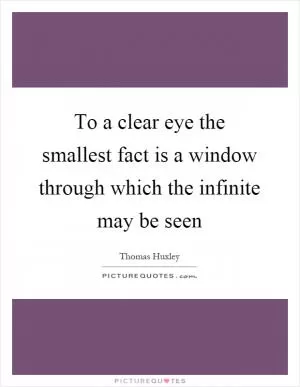 To a clear eye the smallest fact is a window through which the infinite may be seen Picture Quote #1