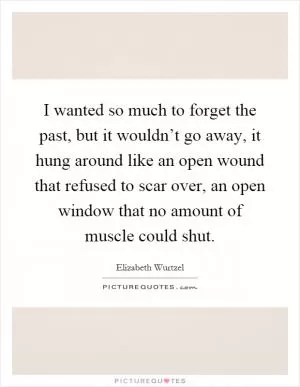 I wanted so much to forget the past, but it wouldn’t go away, it hung around like an open wound that refused to scar over, an open window that no amount of muscle could shut Picture Quote #1