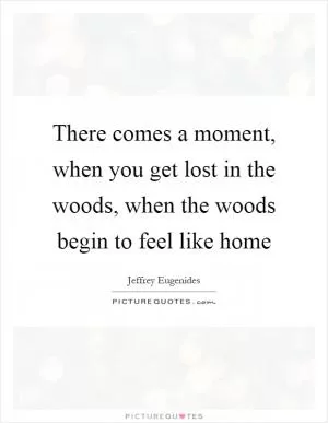 There comes a moment, when you get lost in the woods, when the woods begin to feel like home Picture Quote #1