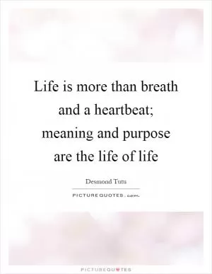 Life is more than breath and a heartbeat; meaning and purpose are the life of life Picture Quote #1