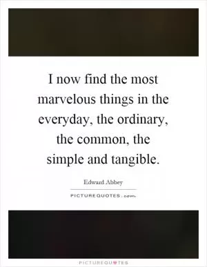 I now find the most marvelous things in the everyday, the ordinary, the common, the simple and tangible Picture Quote #1