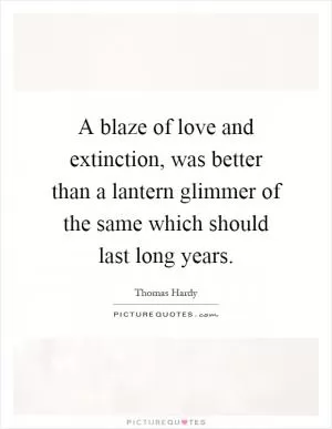 A blaze of love and extinction, was better than a lantern glimmer of the same which should last long years Picture Quote #1