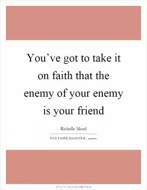 You’ve got to take it on faith that the enemy of your enemy is your friend Picture Quote #1