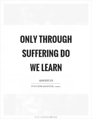 Only through suffering do we learn Picture Quote #1