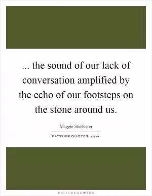 ... the sound of our lack of conversation amplified by the echo of our footsteps on the stone around us Picture Quote #1