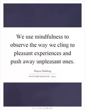 We use mindfulness to observe the way we cling to pleasant experiences and push away unpleasant ones Picture Quote #1