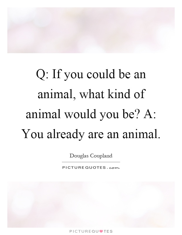 Q: If you could be an animal, what kind of animal would you be? A: You already are an animal Picture Quote #1