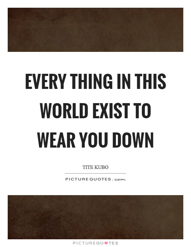 Every thing in this world exist to wear you down Picture Quote #1