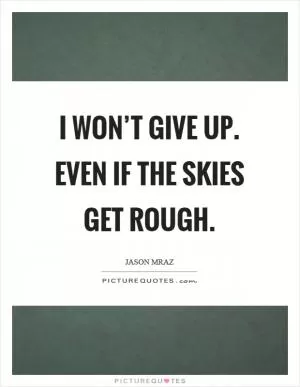 I won’t give up. Even if the skies get rough Picture Quote #1