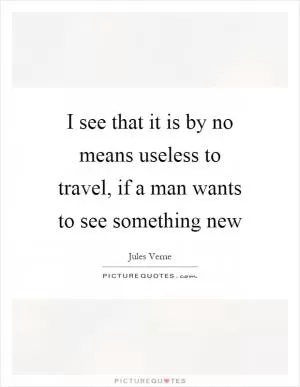 I see that it is by no means useless to travel, if a man wants to see something new Picture Quote #1