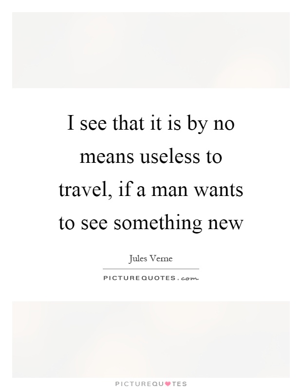 I see that it is by no means useless to travel, if a man wants to see something new Picture Quote #1