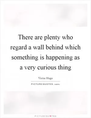 There are plenty who regard a wall behind which something is happening as a very curious thing Picture Quote #1