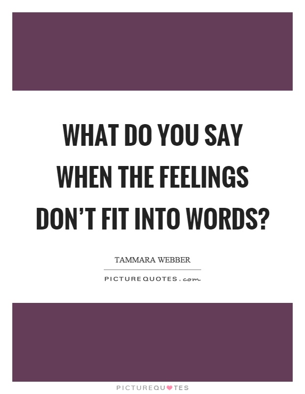 What do you say when the feelings don't fit into words? Picture Quote #1