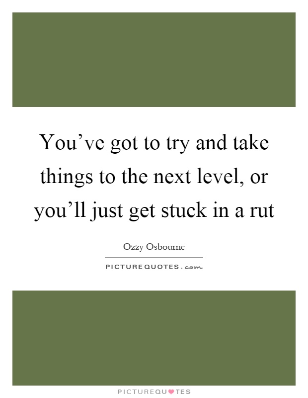 You've got to try and take things to the next level, or you'll just get stuck in a rut Picture Quote #1