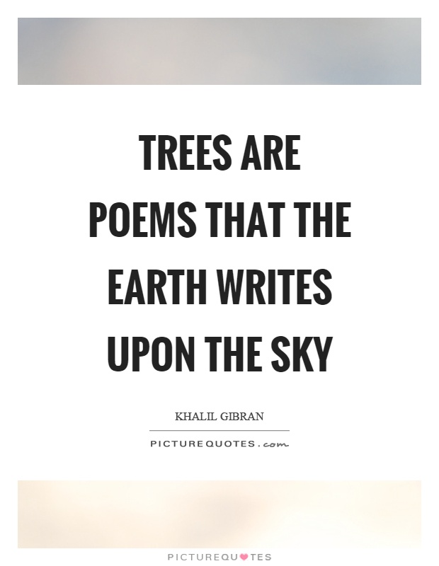 Trees are poems that the earth writes upon the sky Picture Quote #1