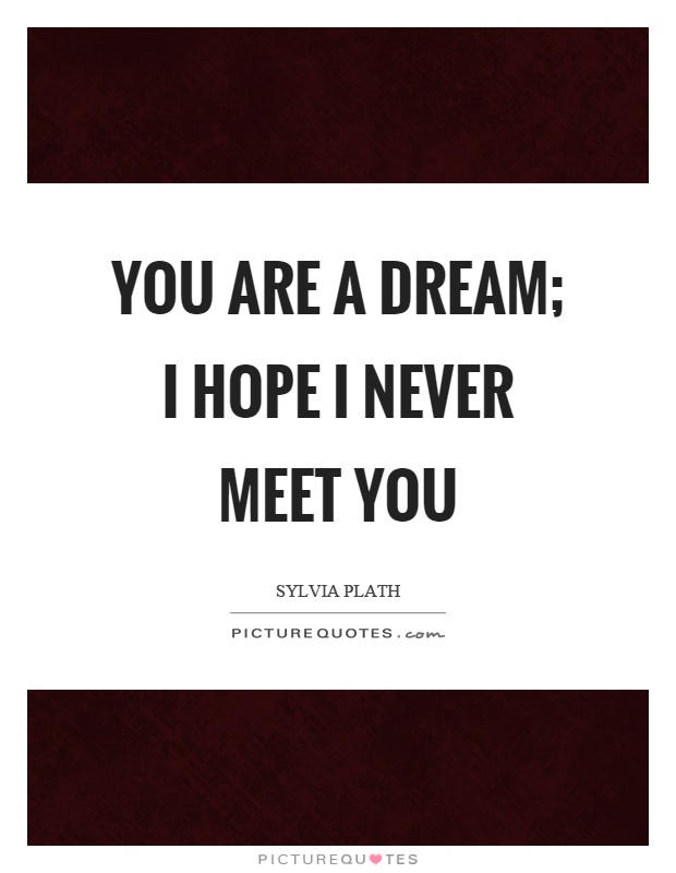 You are a dream; I hope I never meet you Picture Quote #1