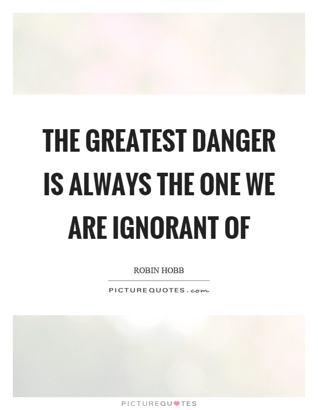 The greatest danger is always the one we are ignorant of Picture Quote #1