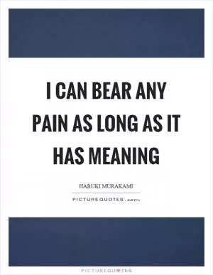 I can bear any pain as long as it has meaning Picture Quote #1