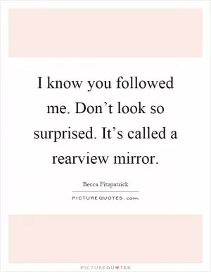 I know you followed me. Don’t look so surprised. It’s called a rearview mirror Picture Quote #1