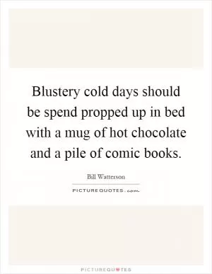 Blustery cold days should be spend propped up in bed with a mug of hot chocolate and a pile of comic books Picture Quote #1