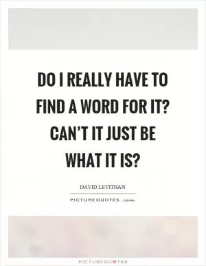 Do I really have to find a word for it? Can’t it just be what it is? Picture Quote #1