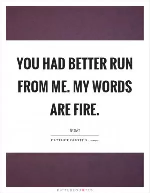 You had better run from me. My words are fire Picture Quote #1