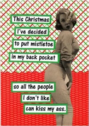 This Christmas I’ve decided to put a mistletoe in my back pocket. So all the people I don’t like can kiss my ass Picture Quote #1