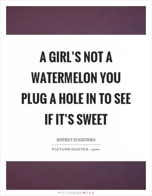 A girl’s not a watermelon you plug a hole in to see if it’s sweet Picture Quote #1
