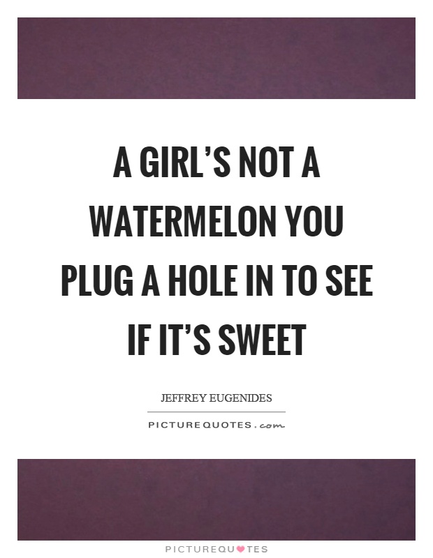 A girl's not a watermelon you plug a hole in to see if it's sweet Picture Quote #1