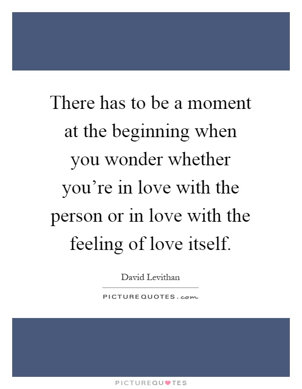 There has to be a moment at the beginning when you wonder whether you're in love with the person or in love with the feeling of love itself Picture Quote #1