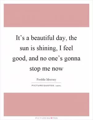 It’s a beautiful day, the sun is shining, I feel good, and no one’s gonna stop me now Picture Quote #1
