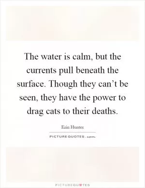 The water is calm, but the currents pull beneath the surface. Though they can’t be seen, they have the power to drag cats to their deaths Picture Quote #1