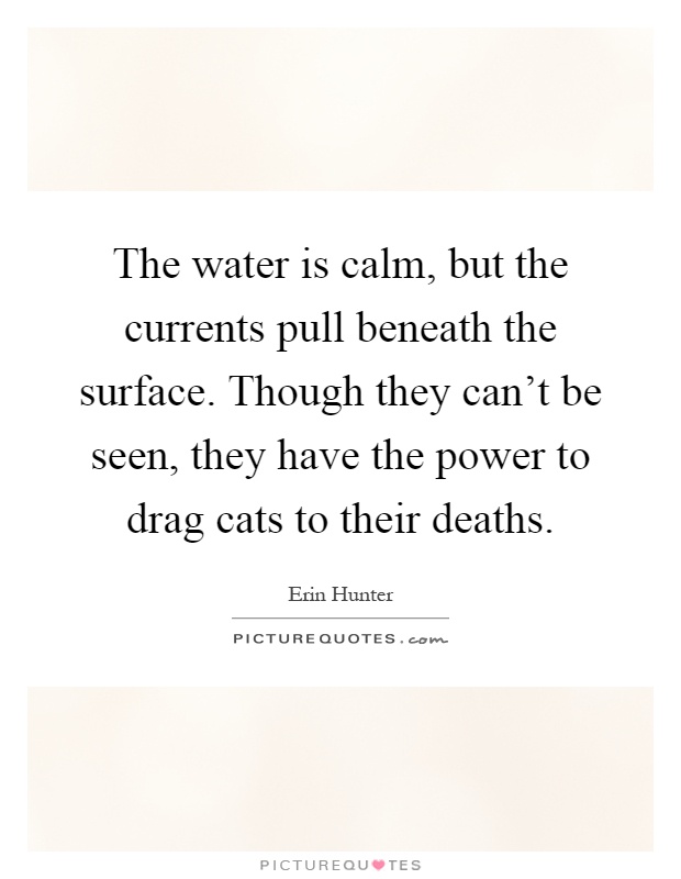 The water is calm, but the currents pull beneath the surface. Though they can't be seen, they have the power to drag cats to their deaths Picture Quote #1