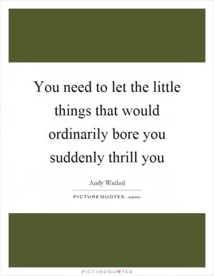You need to let the little things that would ordinarily bore you suddenly thrill you Picture Quote #1