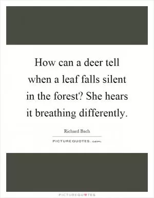 How can a deer tell when a leaf falls silent in the forest? She hears it breathing differently Picture Quote #1