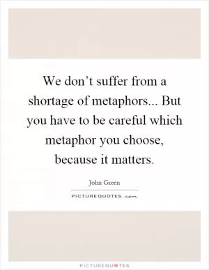 We don’t suffer from a shortage of metaphors... But you have to be careful which metaphor you choose, because it matters Picture Quote #1