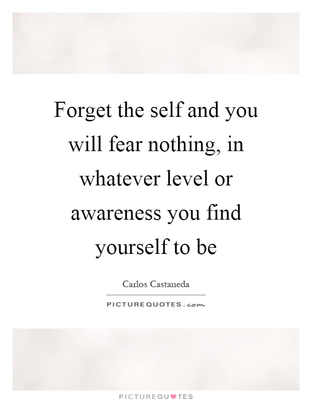 Forget the self and you will fear nothing, in whatever level or awareness you find yourself to be Picture Quote #1