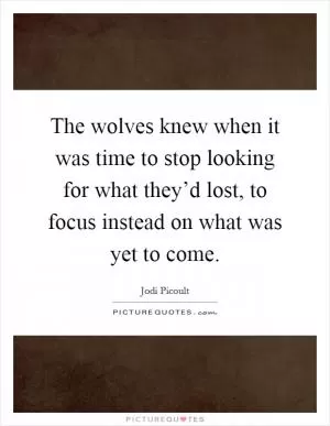 The wolves knew when it was time to stop looking for what they’d lost, to focus instead on what was yet to come Picture Quote #1