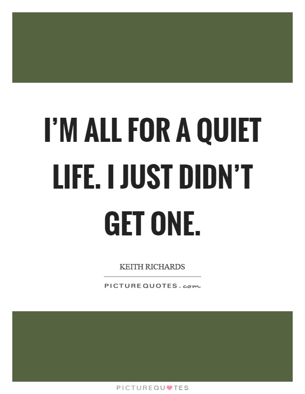 I'm all for a quiet life. I just didn't get one Picture Quote #1