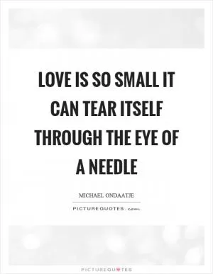 Love is so small it can tear itself through the eye of a needle Picture Quote #1